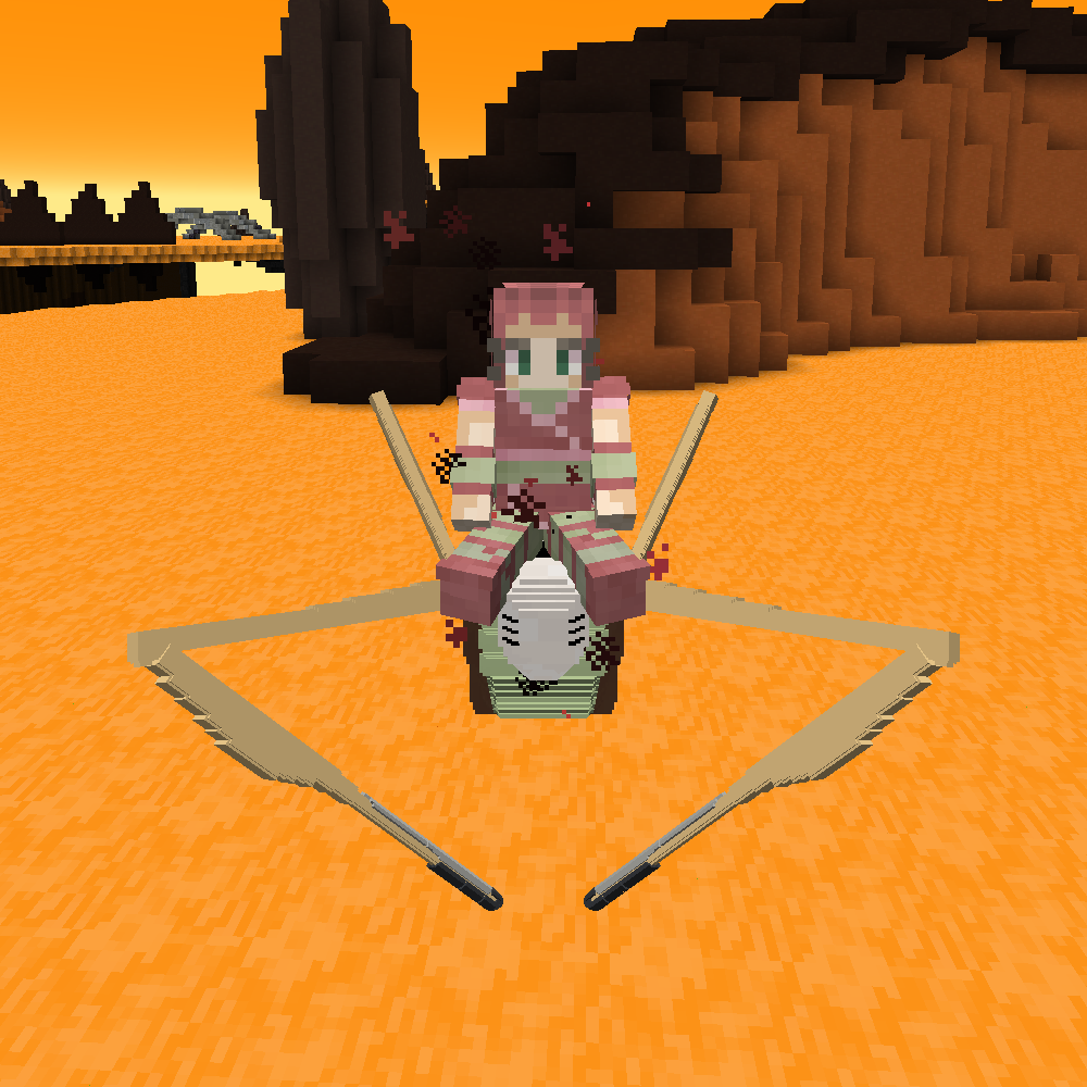 A xanafied player riding a Tarantula